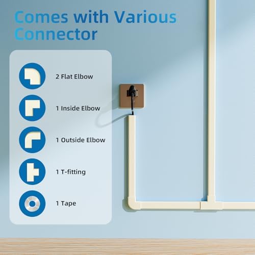 Yecaye 142in Wall Cord Hider for 2-3 Cords, W0.94in H0.47in, Beige - Image 3