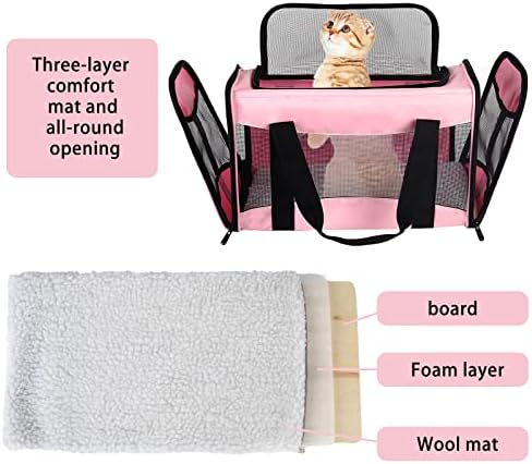 top tasta cat Carrier Large Dog Cat Carriers Puppies up to 30Lbs, Big Dog Carrier Soft Sided, Collapsible Travel Puppy Carrier (X-Large, Pink) - Image 4