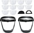 2 Pack Plastic Face Shield, Full Safety Face Protection Equipment with for Unisex and Adult, Reusable No Fogging Transparent Face Shield with Adjustable band, High-Definition Black by BFhongly