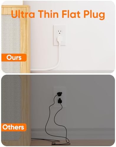 Olcorife Flat Plug Power Strip with 3 FT Extension Cord, 6 Outlets 4 USB Ports(2 USB C), 3 Sided Outlet Extender for Home Office Travel Dorm Room Essentials, White - Image 4