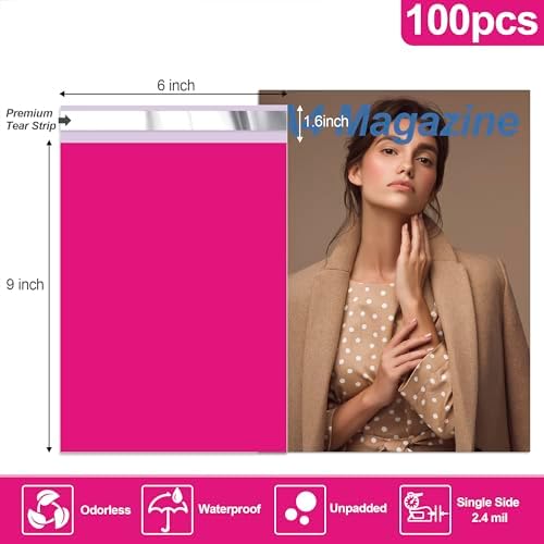 JinRuiKJ Poly Mailers 6x9 Inch, 100 Pcs Shipping Bags, Rose Red - Image 2