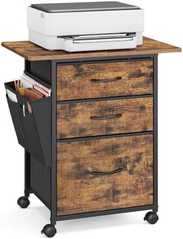 VASAGLE 3-Drawer File Cabinet, Mobile Printer Stand with Storage by VASAGLEbySONGMICSHOME