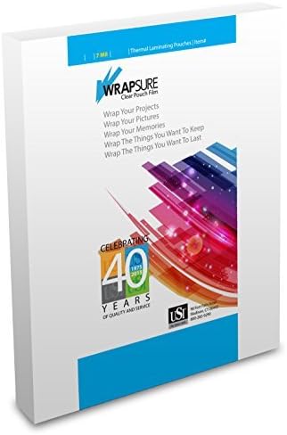 USI WrapSure Thermal Laminating Pouches/Sheets, Letter Size, 7 Mil, 9 x 11 1/2 by USI