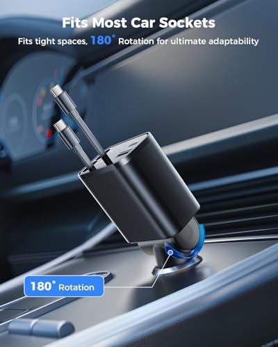 SUPERONE Smaller 4 in 1 Retractable Car Charger with Dual Type C Cords - Image 5