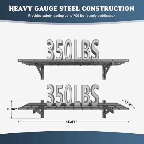 Jusgym 2 Pack Garage Shelving Wall Mounted, 1.5x4ft, 700LB Heavy Load - Image 2