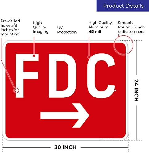 FDC Right Arrow Sign, Red Background, - Image 3