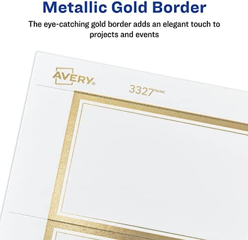 Avery Tags with Metallic Gold Borders and Strings, 2" x 3.5", 40 Total, Laser/Inkjet Printable Tags (3326) - Image 3