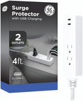 GE 2 USB C Extension Cord Power Strip, 2 Outlets, 4 Ft Braided Cord by Unknown
