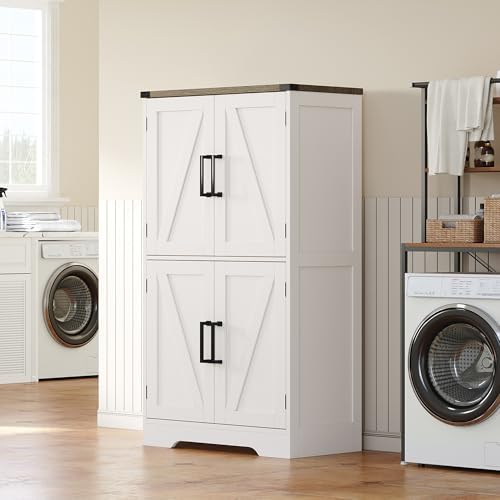 Treocho Farmhouse Bathroom Floor Cabinet with Adjustable Shelves by Treocho