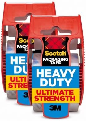 Scotch Heavy Duty Shipping Packing Tape, Clear, Shipping and Packaging Supplies, 1.88 in. x 27.7 yd., 1 Tape Roll with Dispenser (Pack of 2) by ScotchBrand