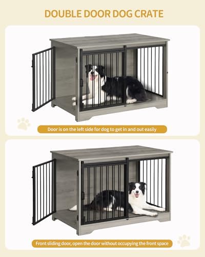 Hzuaneri 39.3" L Dog Crate Furniture Indoor Dog Kennel with Barn Door - Image 4
