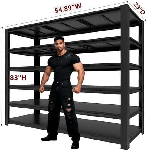 7200 lbs Storage Shelves Heavy Duty，6-Tier Garage Shelving, Adjustable Shelving Units, Industrial Shelving, for Garage Storage, Heavy Duty Garage Shelving(6T-84H*55.03W*24D) - Image 3