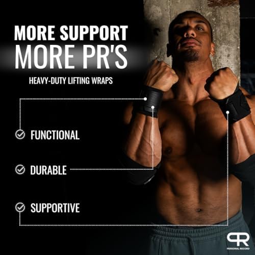 PR Personal Record Heavy Duty Premium Wrist Wraps, More Elasticity, Reinforced Stitching, Extra Wide Strap, Strong Thumb Loop, Larry Wheels Weightlifting Wraps - Image 6