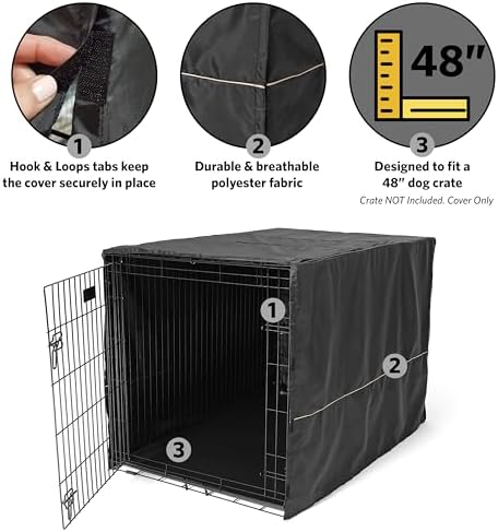 MidWest Homes for Pets XL Dog Crate Cover, Black Polyester Privacy Kennel Cover Fits Most 48-inch Crates, Machine Washable, Reduces Barking & Chewing - Image 4