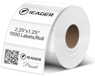 iEager 2.25x1.25 Inch Thermal Labels, White Durable Thermal Printer Stickers, Self-Adhesive Rectangle Shipping Label Printer Sticker for Barcode, Name, Address, 1000 Labels/Roll by ReliableThermalLabelsYouCanCountOn