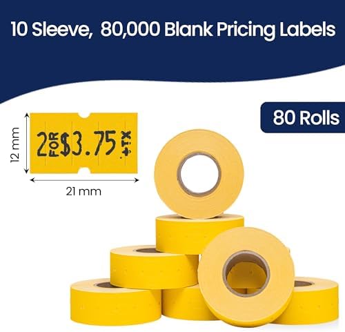 Perco 1 Line Price and Date Guns Yellow Labels - 80 Rolls, 10 Sleeves - Image 3
