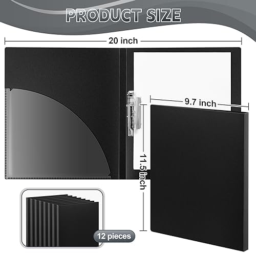 Teling 12 Pack Punchless Clamp Binder Folders, Black - Image 2