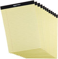 Amazon Basics Wide Ruled Lined Writing Pads, 8.5" x 11.75", Canary, 12-Pack of 50 Perforated Sheets, Sturdy Backing by AmazonBasics