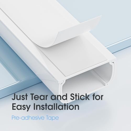 141in Cord Hdier for Wall, Paintable Wire Covers for 2 Cords TV on Wall, Medium Cable Management Kit, Cable Hiding for Wall White, W0.95in H0.47in - Image 4