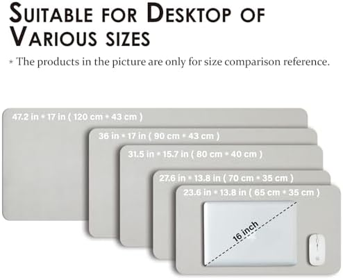HOMIEAZICOZI Leather Desk Mat - Non-Slip PU Pad for Office and Home Organization Accessories Ideal Large Mouse Mats on Top of Desks (Silver,31.5''x 15.7'') (DPD-Sil-M) - Image 5