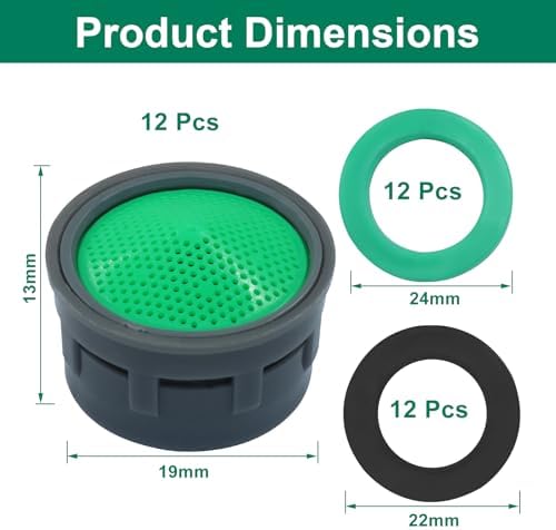 12Pcs Faucet Aerator, 1.5 GPM Flow Restrictor, Green - Image 2
