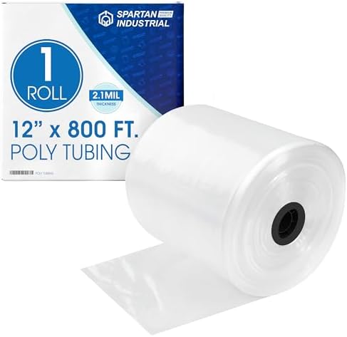 12" X 800' Clear Plastic Tubing - 2.1 Mil Poly Tube Roll by SpartanIndustrial