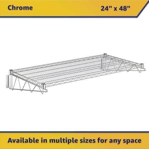 24" x 48" Wire Chrome Wall Mount Shelf, Commercial Fixed Wall Mount Rack, NSF, Metal Floating Shelving for Kitchen, Stock Rooms, Home and Hotel - Image 4