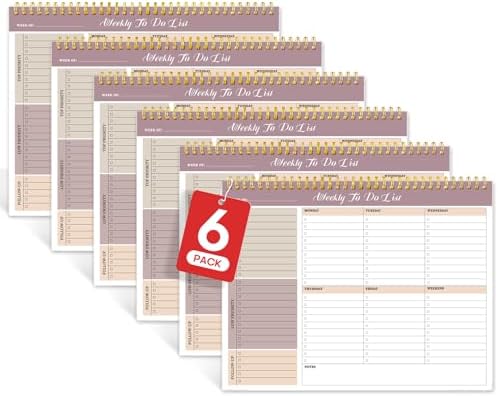 Weekly To Do List Notepad with 52 Undated Sheets（8.5"×11"）6 Pack - Undated Weekly Planner Notepad for Office Desk Accessories and Supplies - Midnight Lilac by Zotia