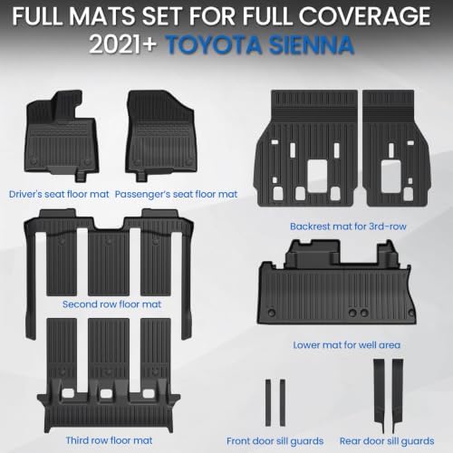 Floor Mats for Toyota Sienna 2021-2026 7 Seats, with Cargo Mat - Image 2