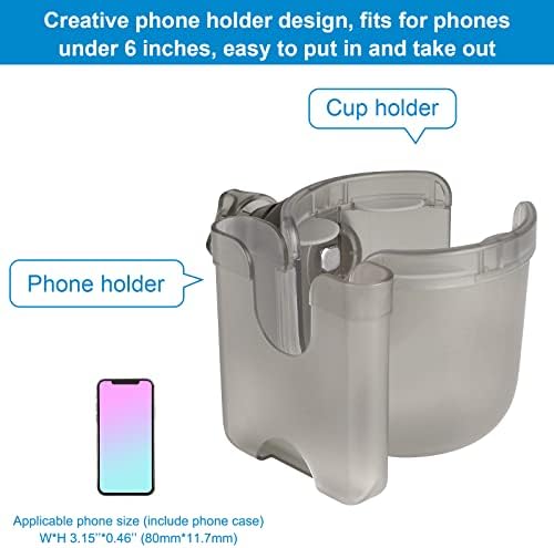 Accmor Stroller Cup Holder with Phone Holder, Bike Cup Holder, Walker Scooter Wheelchair Cup Holder Attachment, Universal Cup Holder for Uppababy Graco Strollers - Image 3