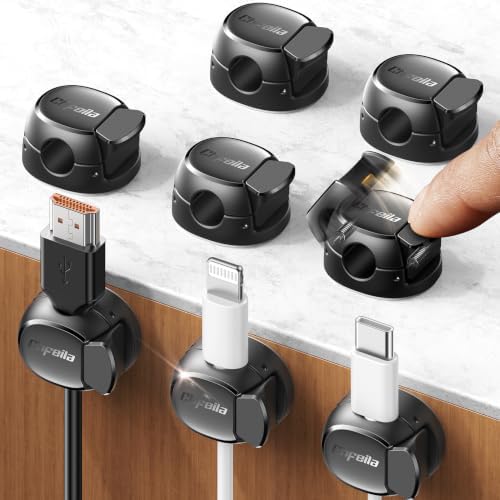Chfeila 8-Pack Cable Clips, Quick-Lock Cord Organizer Black by Chfeila