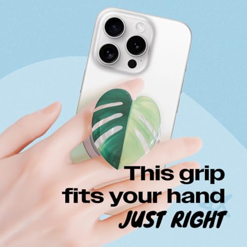 OnTheGrip Compatible with Magsafe Magnetic Cute Acrylic Tropical Leaf Design Collapsible Mobile Phone Grip Stand Holder for Smartphone Tablet Cell Phone Accessory (Aurea Monsera) - Image 2