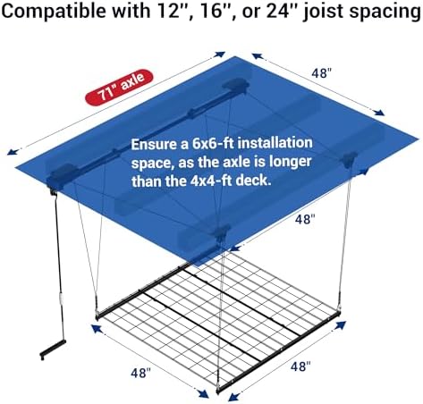 FLEXIMOUNTS Garage Lifting Metal Rack, 4x4 Ft Overhead Garage Storage Racks, Adjustable Heavy-Duty Ceiling Organization System, 350lbs Weight, Satin Black - Image 2