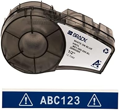Brady Authentic (M21-500-595-BL) All-Weather Vinyl Label for Indoor/Outdoor ID, Lab and Equipment Labeling, White on Blue- For M210, M210-LAB, M211, BMP21-PLUS and BMP21-LAB Printers, .5" W, 21' L by BradyCorp