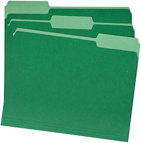 Amazon Basics File Folders for Organization,Letter Size,1/3 Cut Tab,Bright Green,(Pack of 360) - Image 2