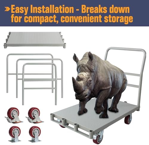 2IN1 Heavy Duty Panel Truck Cart,36" X 24" Flatbed Cart W/1Front&2 Side Handrails,2500 Lbs Capacity Drywall Cart&Lumber Cart, Platform Truck W/2 Swivel Casters, All-Steel Hand Truck,Push Cart - Image 6