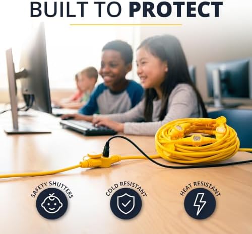 COLSEN Outdoor Extension Cord 50 ft with 11 Outlets, Yellow - Image 6