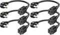 DEWENWILS 1FT Short Extension Cord, Flat Head Extension Cord Indoor with 3 Prong, Low Profile Power Cable SJT 14 AWG Flexible Power Cord for Home Kitchen, ETL Listed, 6 Pack by DEWENWILS