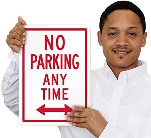 SmartSign 14 x 10 inch “No Parking Any Time” Metal Sign with Bidirectional Arrow, 40 mil Laminated Rustproof Aluminium, White and Red, Made in USA - Image 3