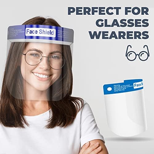 Medical Nation 50 Pack Face Shields | Clear Plastic Face Shield for Women, Men & Kids, Anti-Fog, Lightweight Reusable Full Face Shield Mask, Safety Visor Cover with Comfortable Sponge & Elastic Band - Image 5