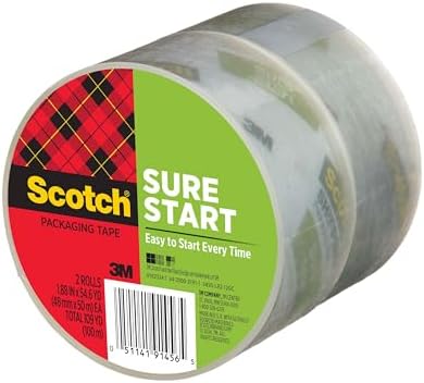 Scotch Sure Start Packing Tape Refill, 1.88 in x 54.6 yd, 2 Rolls by ScotchBrand