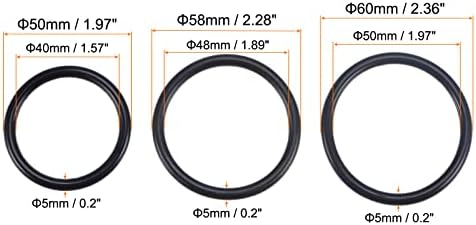 MECCANIXITY Nitrile Rubber O-Rings 50mm 58mm 60mm OD 40mm 48mm 50mm ID 5mm Thick Seal Gasket, Black 30in1 Set - Image 2