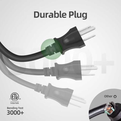 TiFFCOFiO Indoor Outdoor Extension Cord Waterproof, 10 Feet 3 Prong Power Cord for Home and Garden, 16 AWG, 13A/1625W, ETL Listed, 2 Packs - Image 2