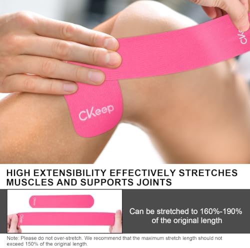 CKeep Kinesiology Tape precut Strips, 40 Count Elastic k Tape, Pink - Image 4