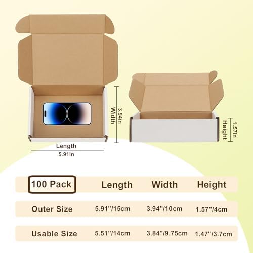 WIFTREY 100 Pcs Shipping Boxes 5.91X3.94X1.57, White Corrugated Cardboard Box for Shipping Small Business, Gift Packing, Mailing - Image 2