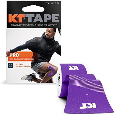KT Tape, Pro Synthetic Kinesiology Athletic Tape, 20 Count, 10” Precut Strip by KTTape