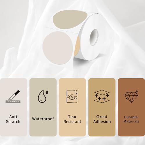 2 Inch Round Thermal Label Stickers, Circle Thermal Stickers Labels, Waterproof Direct Thermals Printer Label-300 Sheets/Autumn Colors - Image 3