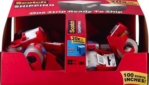 Scotch Heavy Duty Shipping Packing Tape, Clear, Shipping and Packaging Supplies, 1.88 in. x 27.7 yd., 1 Tape Roll with Dispenser (Pack of 2) - Image 2