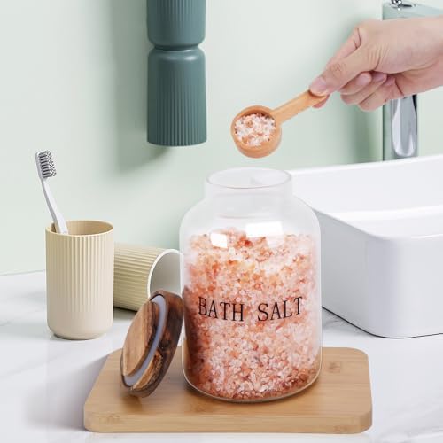 BKYFPQ 74 oz Bath Salt Container with Wooden Lid and Scoop - Image 5