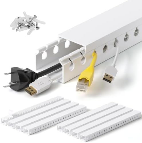 1.2" H x 1.6" W Cable Management Raceway, 132in Under Desk Channel, White by ZhiYo